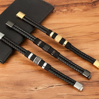 Armband in geweven leren stijl