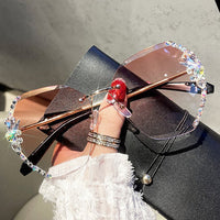 Rhinestone zonnebril zonder montuur
