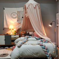 LumaNest Kinderbedtent Met Kwastjes In Wit Roze Grijs