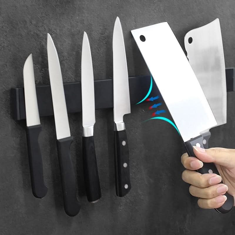 Magnetische K messenset – Wandmontage zwart stalen rek