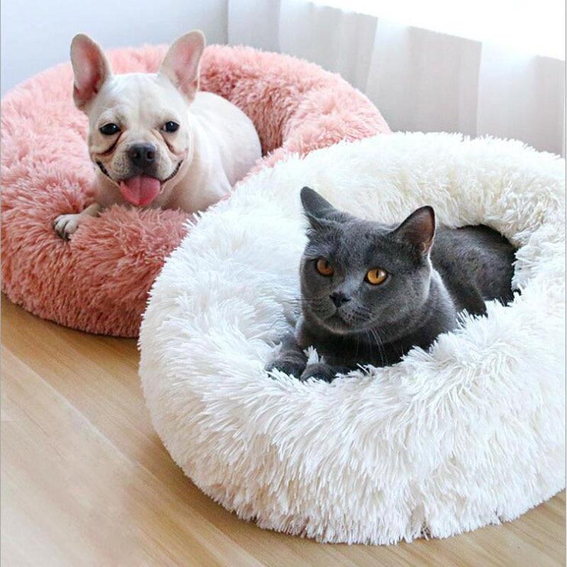 Rund Plüsch Kalmerende Donut Hondenbed voor kleine tot grote honden