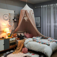 LumaNest Kinderbedtent Met Kwastjes In Wit Roze Grijs