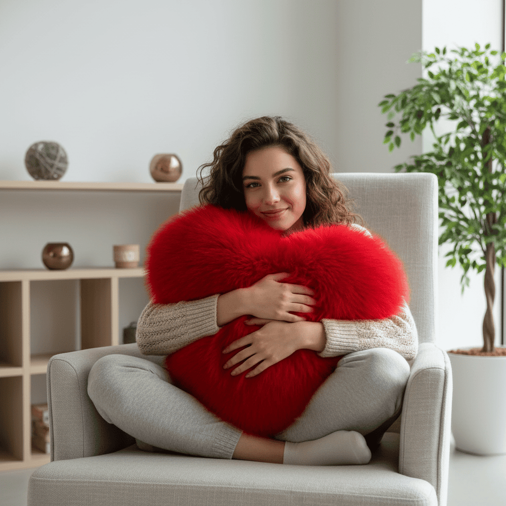 HUGNEST – Hartvormig Kunstbont Kussen voor Warme & Moderne Woonruimtes