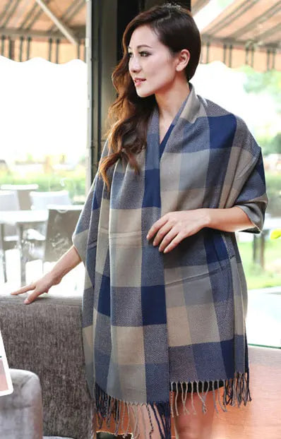 Elegantie Luxe Sjaal Ruit Vrouw | Elegante ruitensjaal voor een verfijnde en warme stijl