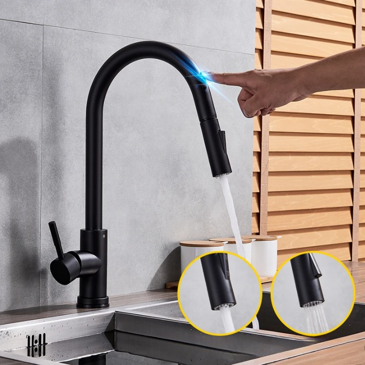 Skanto | SmartTouch | Keukenkranen met touchsensor en uittrekbare sproeikop – Geborsteld nikkel