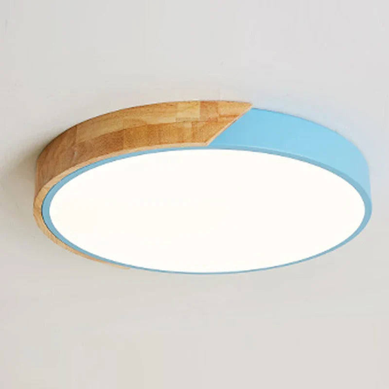 Moderne ronde LED plafondlamp met houten accenten