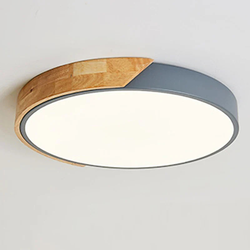 Moderne ronde LED plafondlamp met houten accenten