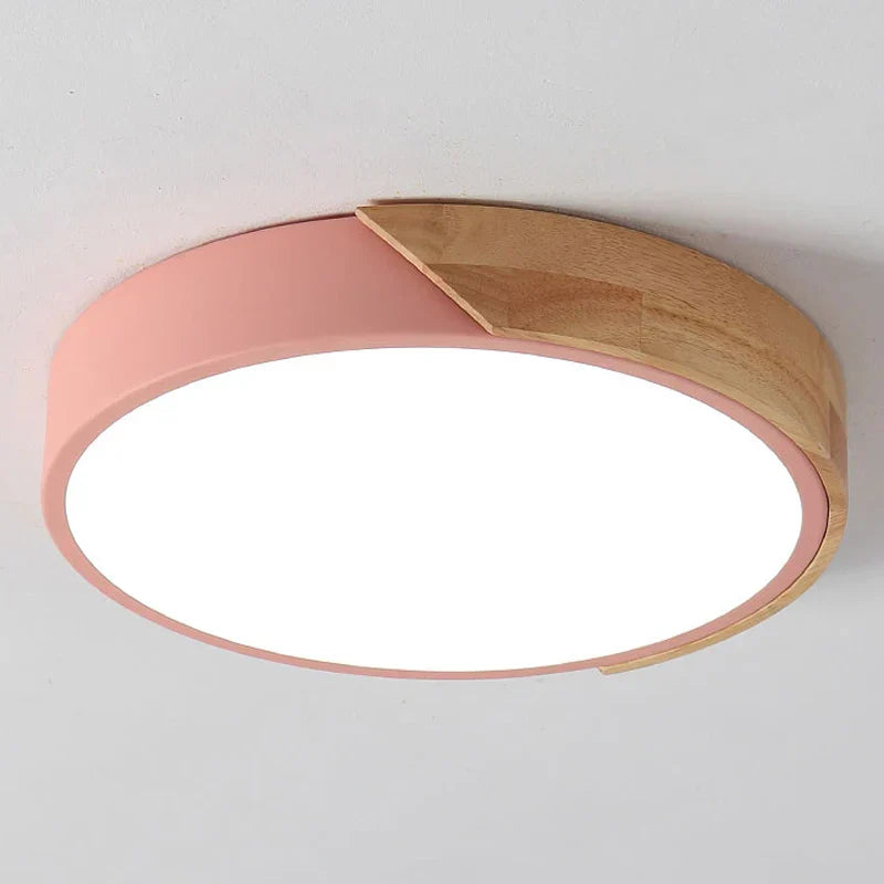 Moderne ronde LED plafondlamp met houten accenten
