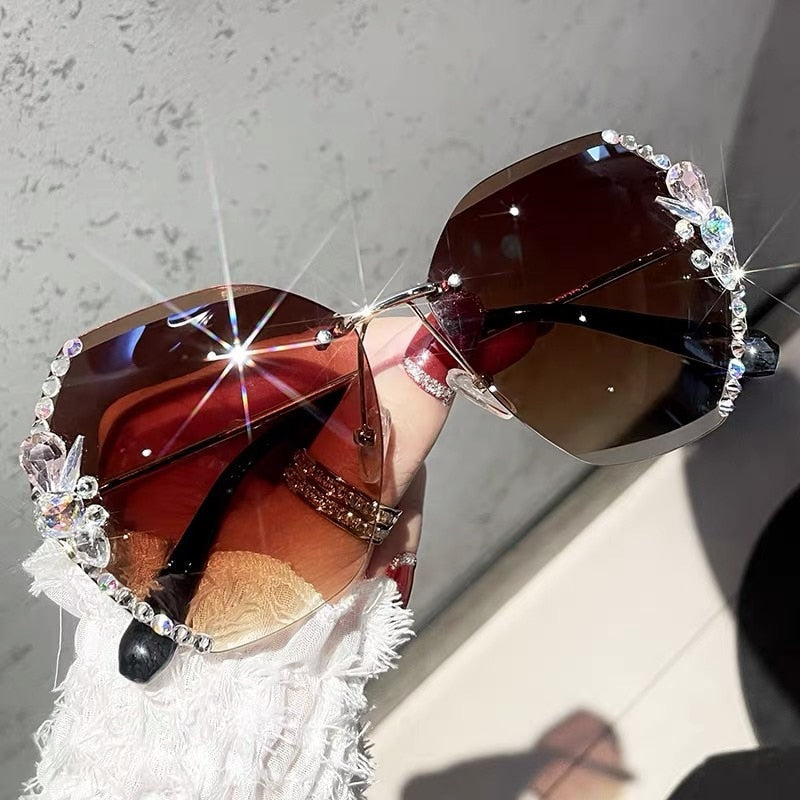 Rhinestone zonnebril zonder montuur