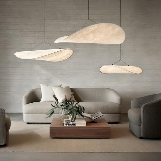 Hanglamp met ovale golfvormige kap