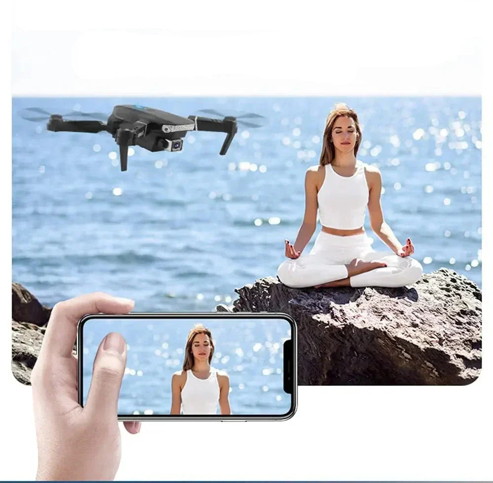 Skanto- E88 Pro Drone 4k HD Dubbele Camera RC VR 3D Lange Batterijduur Vliegroute FPV Mini Drone