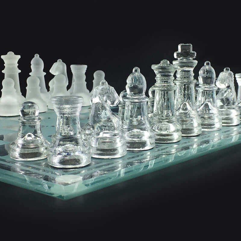 Glas-Schachspel | Mat-gepaste Kristallen Figuren met Schaakbord