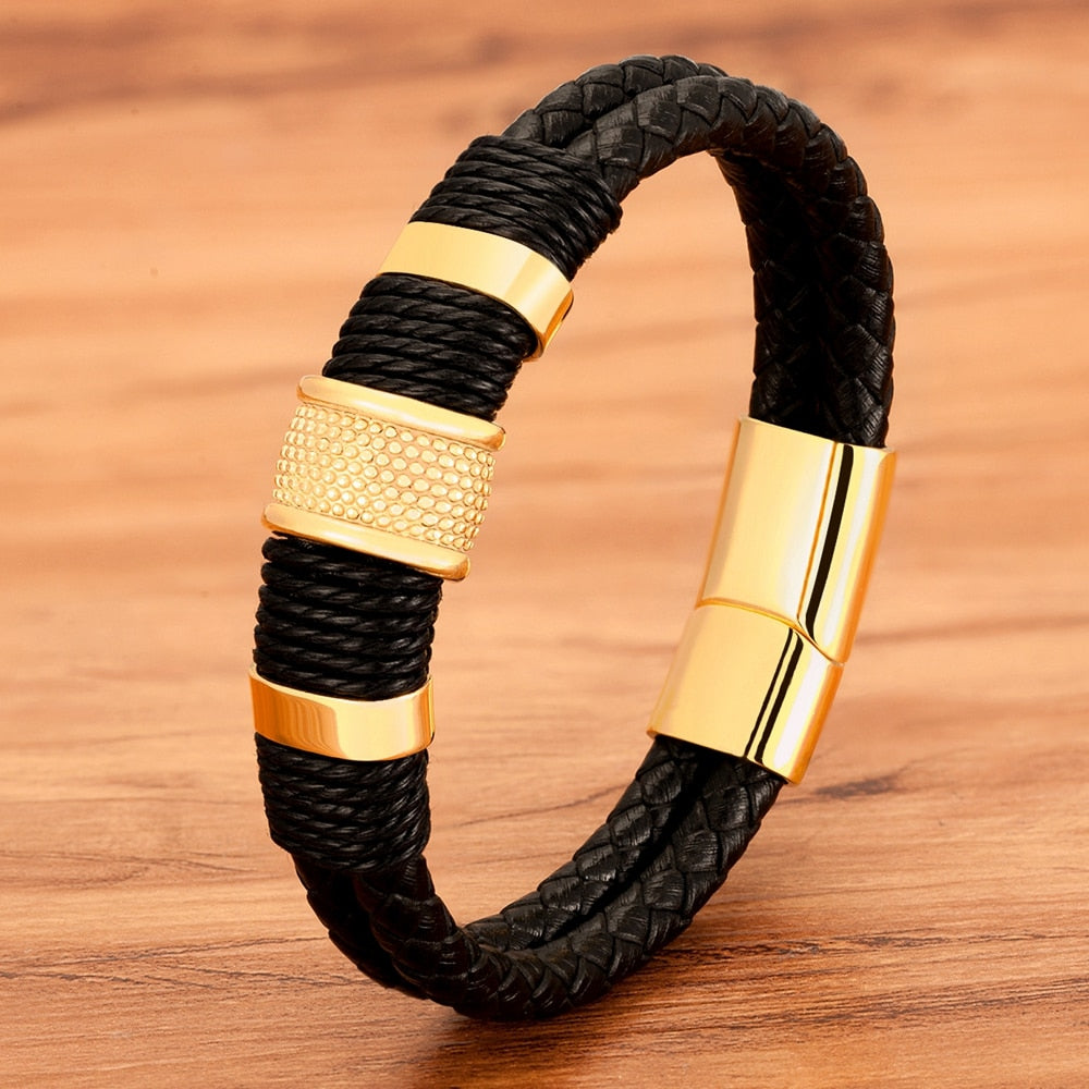 Armband in geweven leren stijl
