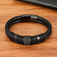 Armband in geweven leren stijl
