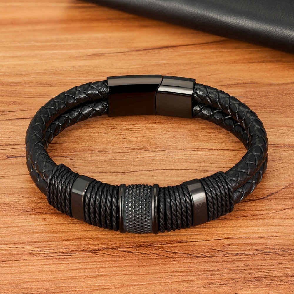 Armband in geweven leren stijl