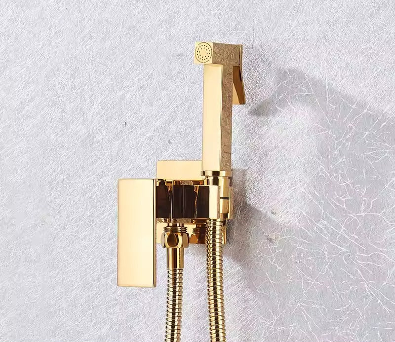 Skanto | Mat zwarte bidet douchekraan in massief messing, hygiënedouche, warm-koud mengventiel, toiletkraan voor islamitisch gebruik