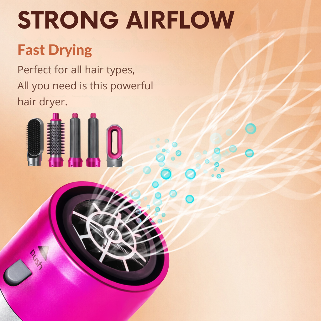 Hete luchtborstel | Multi Styling met opzetstukken | Ionen Anti Frizz Technologie | AirStyle Pro