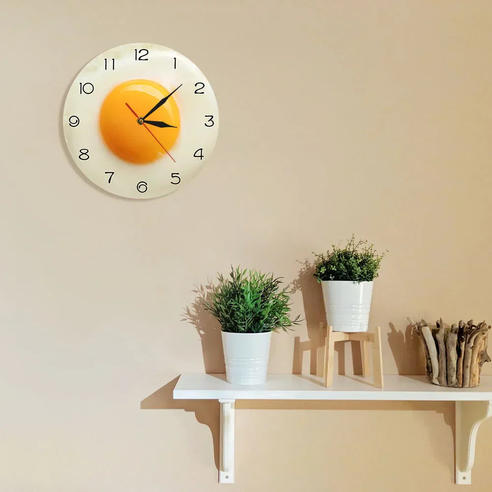 Wandklok in Spiegelei Design | Humoristische Moderne Wanddecoratie