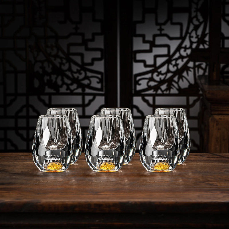 Luxe Kristallen Glazen met Gouden Vlokjes – Handgemaakt – Set van 2 – Voor Whisky & Premium Dranken