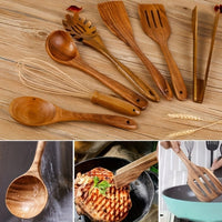 Houten Keukengerei Set 7 Delig Kooklepel Gereedschap Set