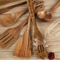 Houten Keukengerei Set 7 Delig Kooklepel Gereedschap Set