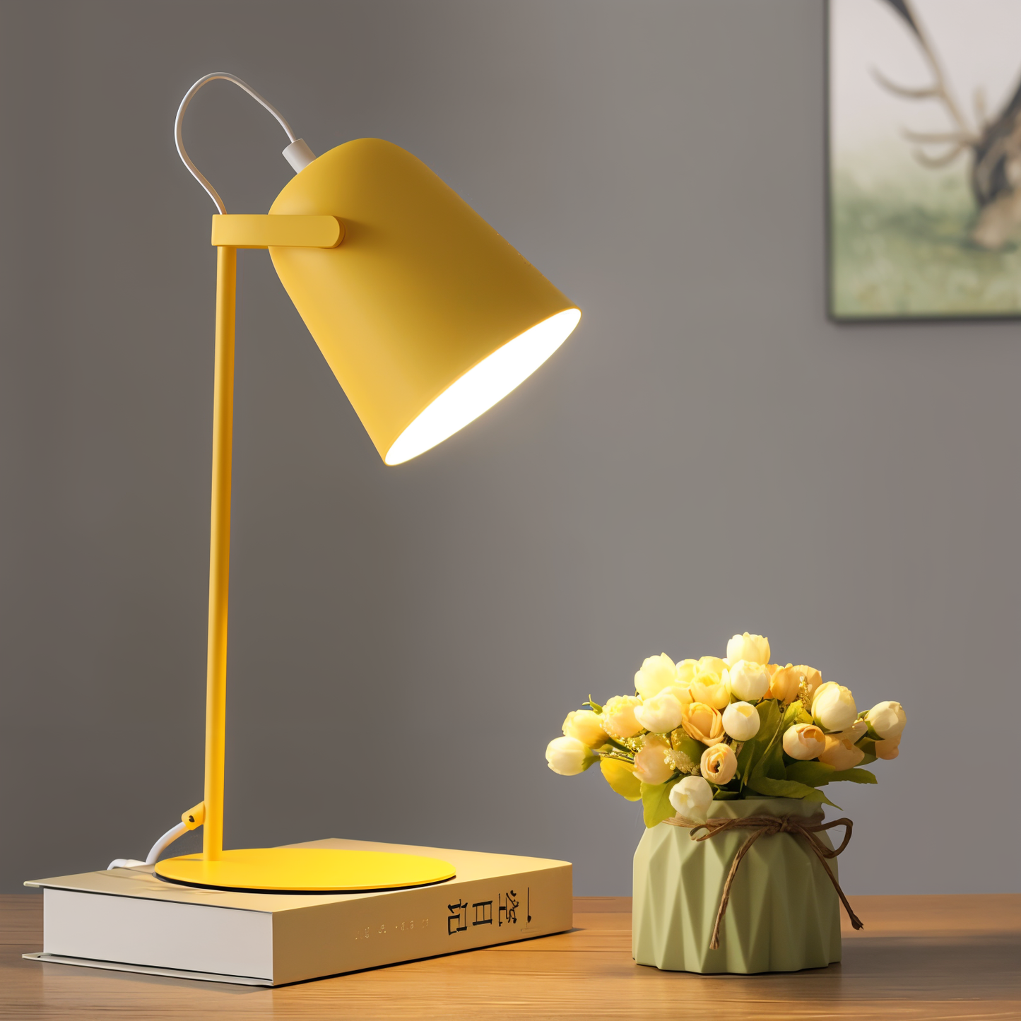 Macaron Tafellamp - Scandinavische gele Bureau Lamp - Verstelbare Lamp