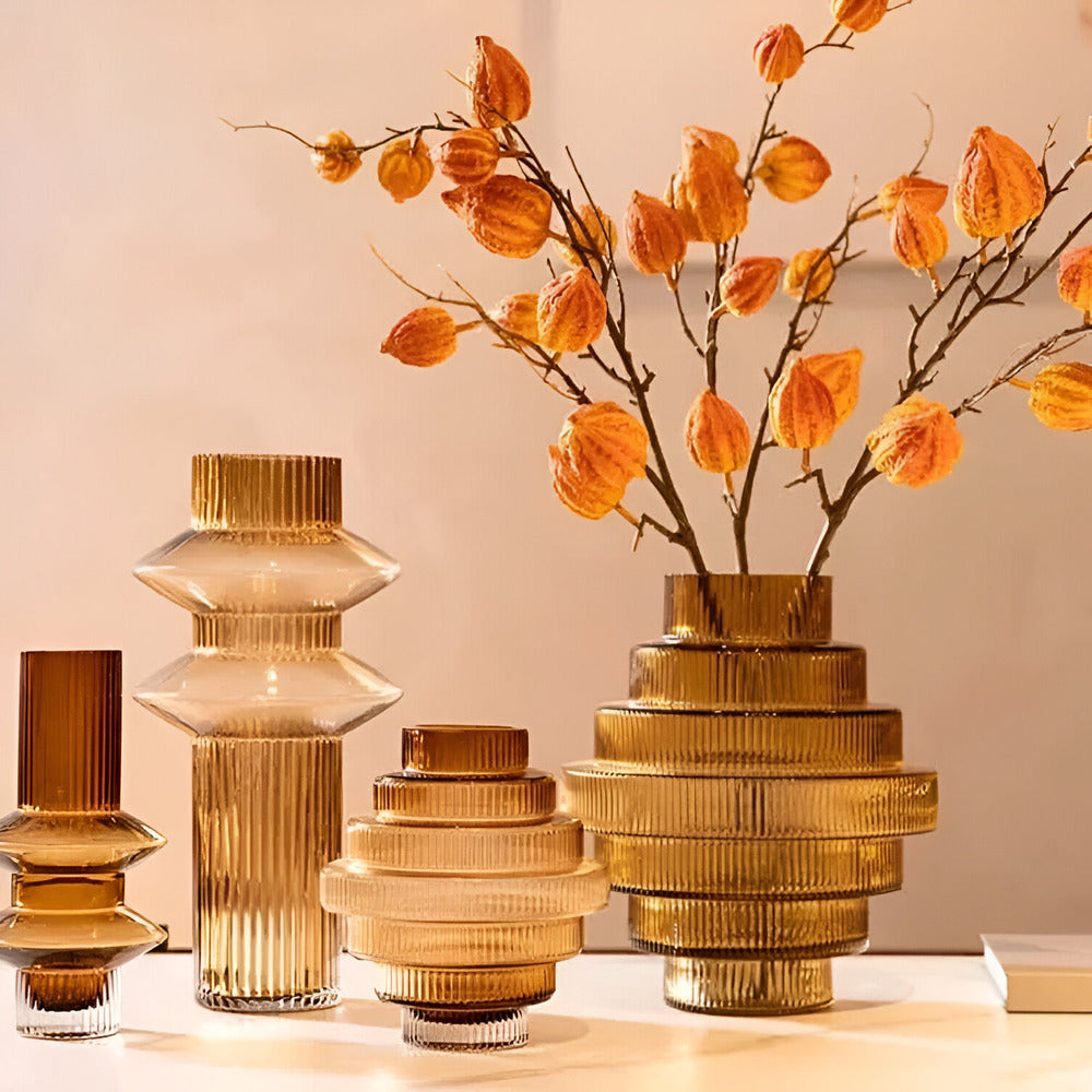 Elegante Amberglasvaas - Hedendaags decoratiestuk voor stijlvolle woonruimtes