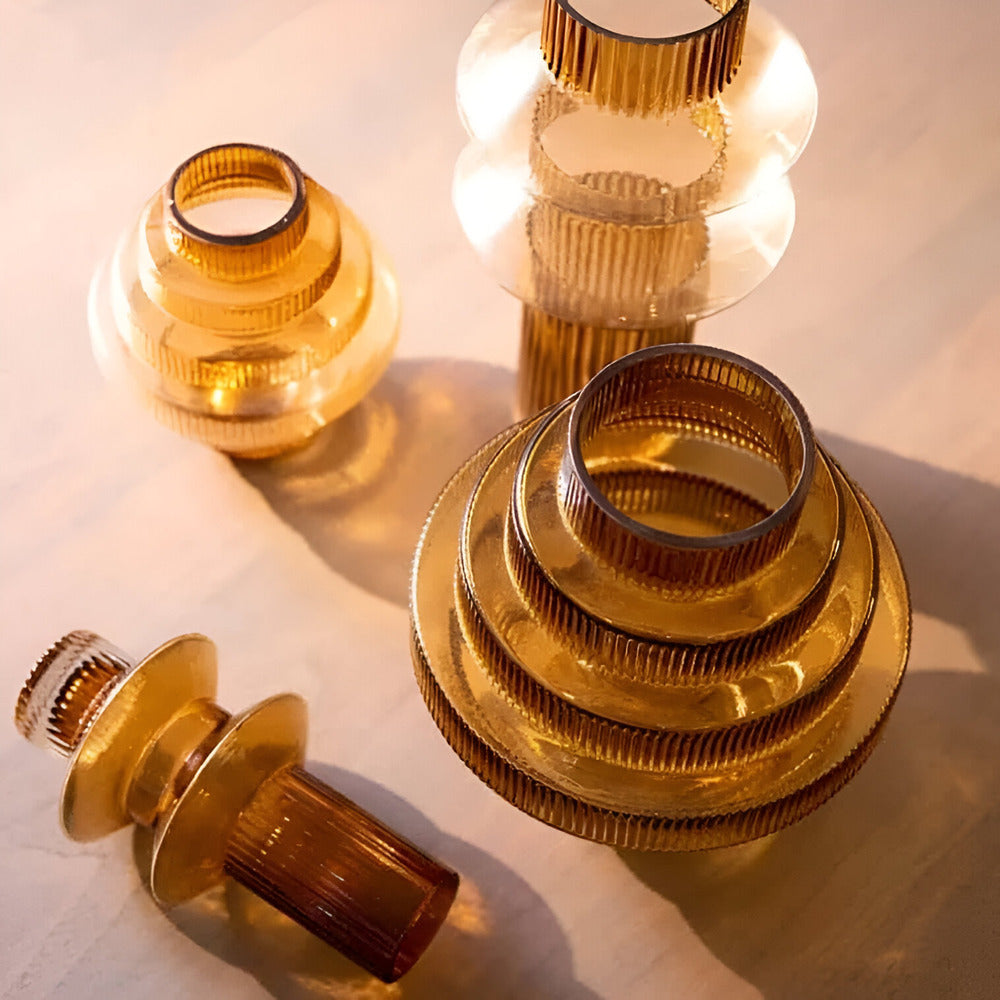 Elegante Amberglasvaas - Hedendaags decoratiestuk voor stijlvolle woonruimtes
