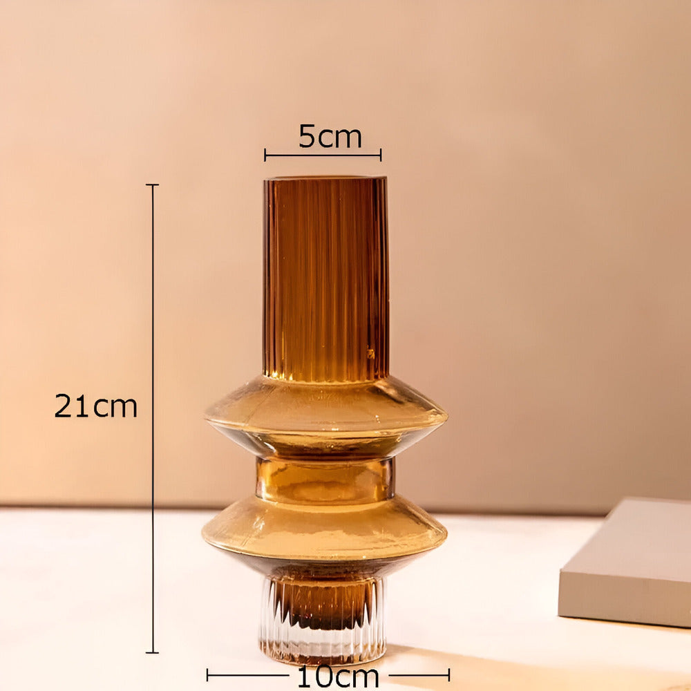Elegante Amberglasvaas - Hedendaags decoratiestuk voor stijlvolle woonruimtes