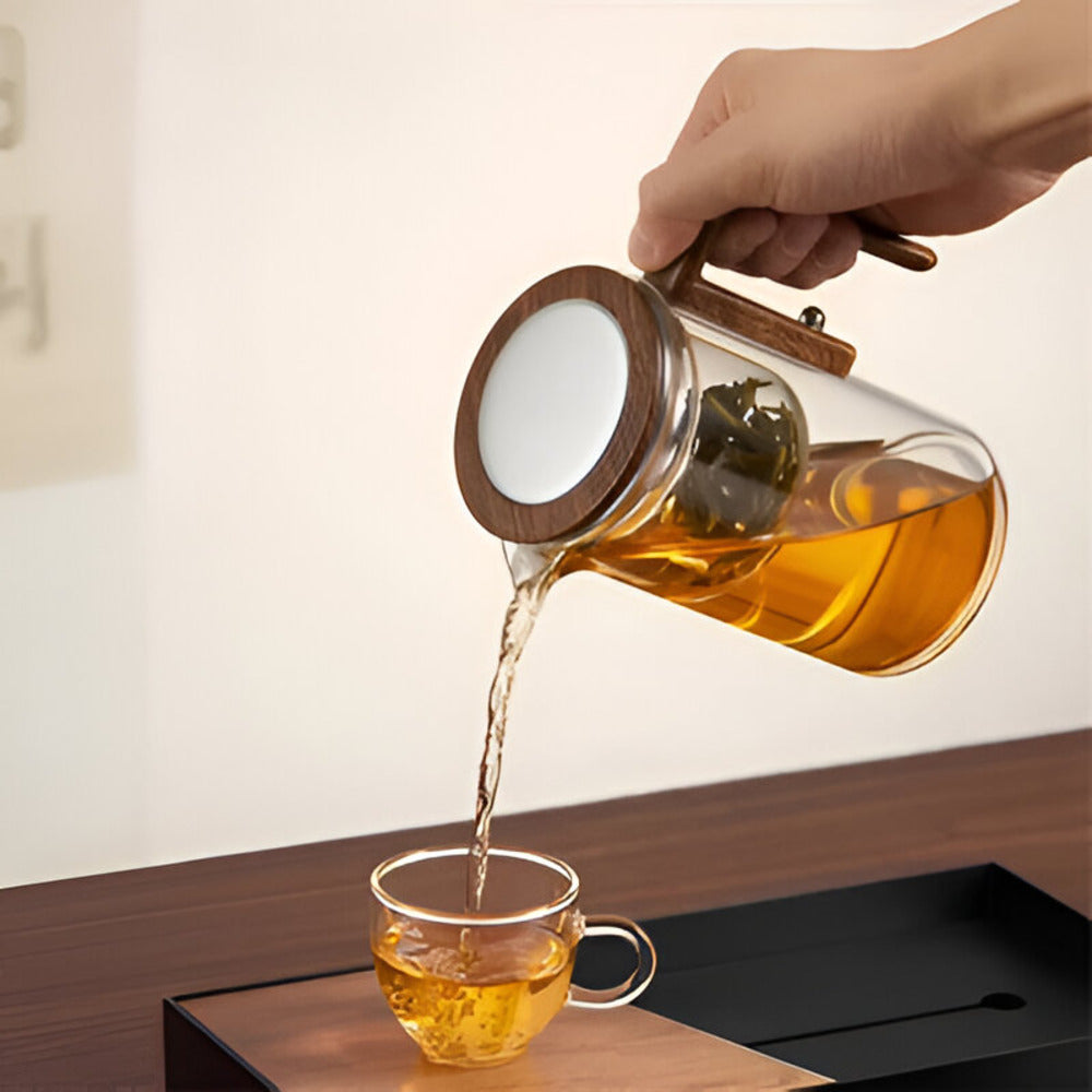 Elegante Glazen Theepot met Zeef - Stijlvol Ontwerp voor het Zetten van Losse Thee