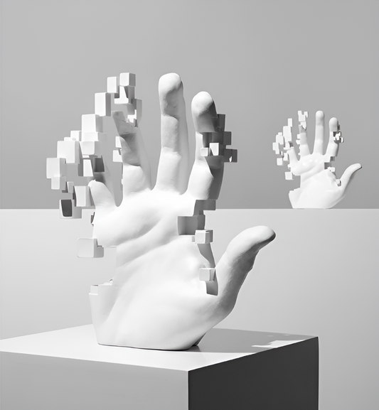 Mosaïek-Hand Standbeeld - Abstracte Hars Glitch Handpalm Figuur Ornament