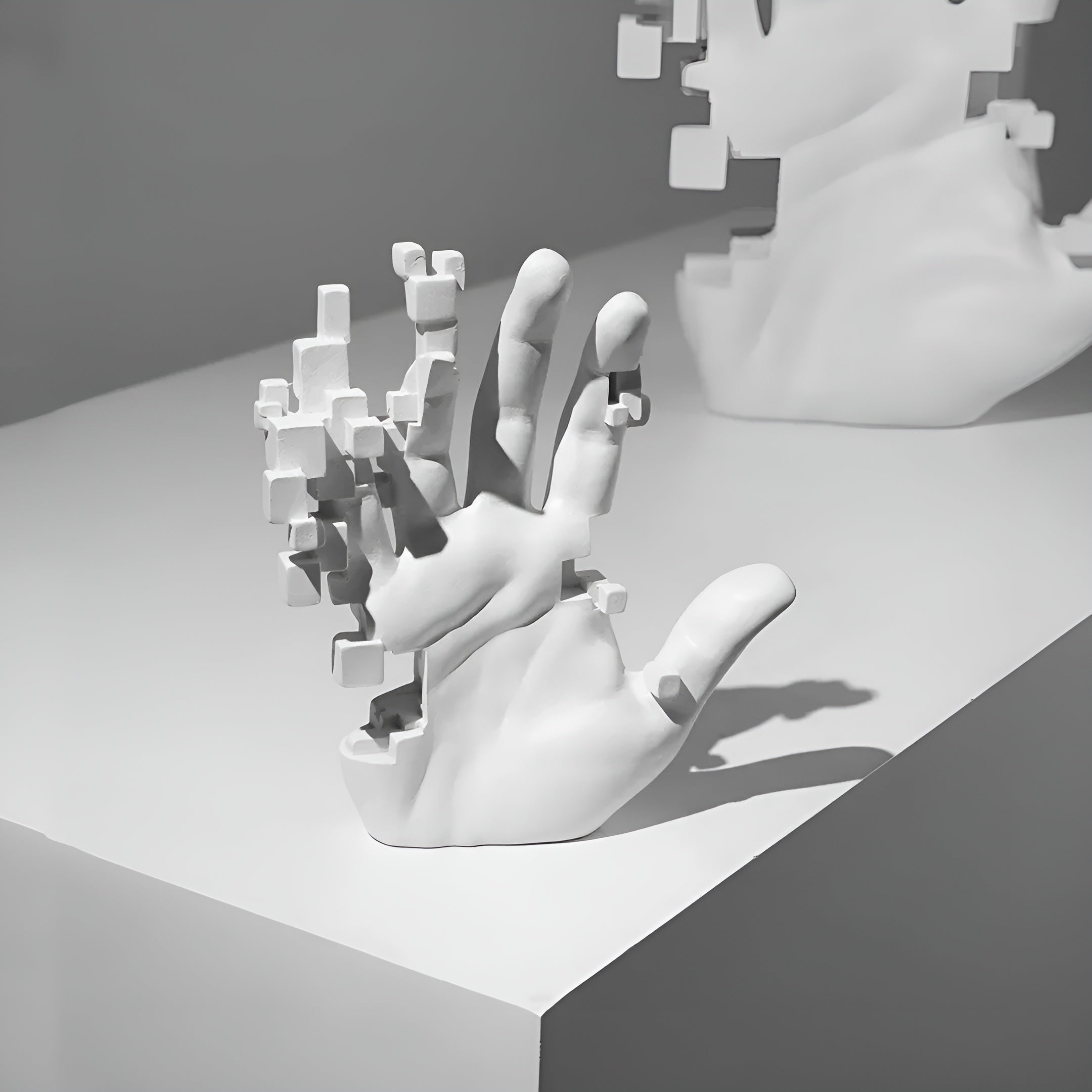 Mosaïek-Hand Standbeeld - Abstracte Hars Glitch Handpalm Figuur Ornament