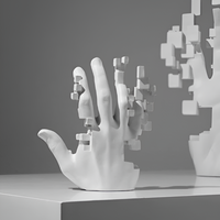 Mosaïek-Hand Standbeeld - Abstracte Hars Glitch Handpalm Figuur Ornament