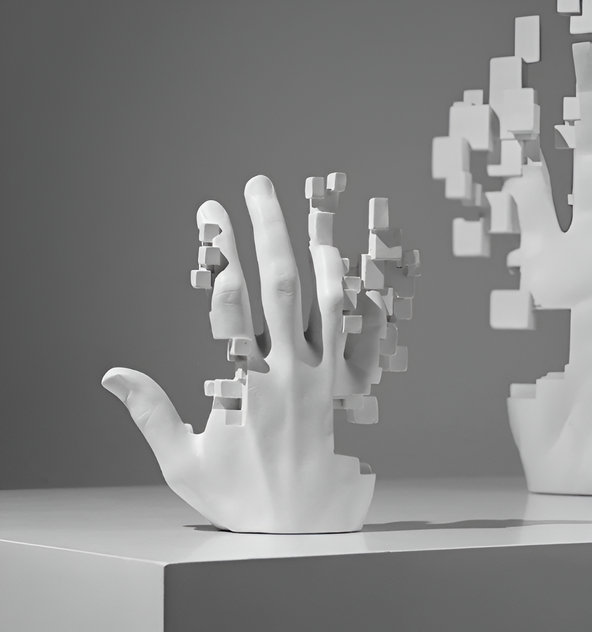 Mosaïek-Hand Standbeeld - Abstracte Hars Glitch Handpalm Figuur Ornament