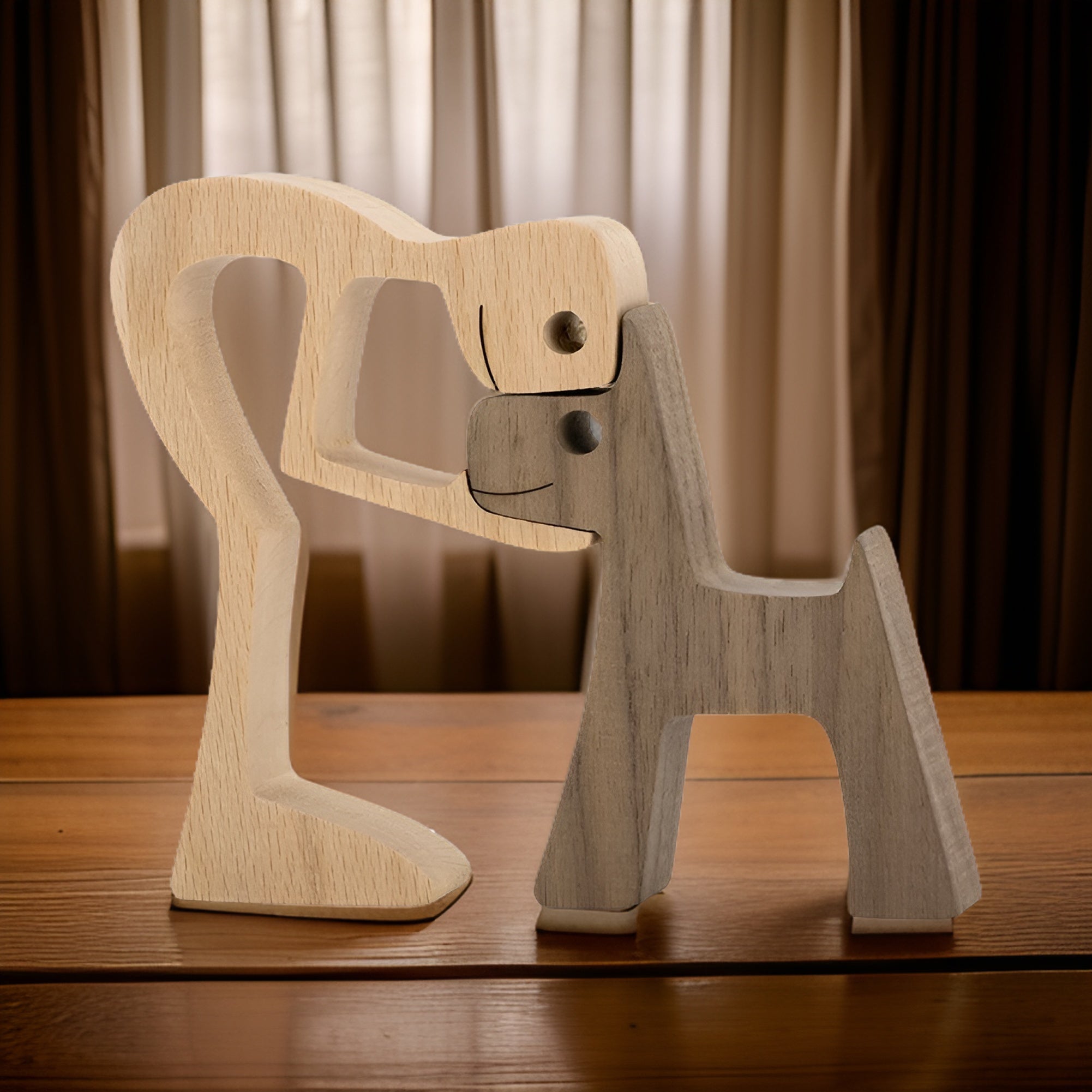 Poten van Liefde - Hond en Mens Handgemaakte Houtsculptuur - Symbool voor Eeuwige Verbinding