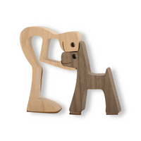 Poten van Liefde - Hond en Mens Handgemaakte Houtsculptuur - Symbool voor Eeuwige Verbinding