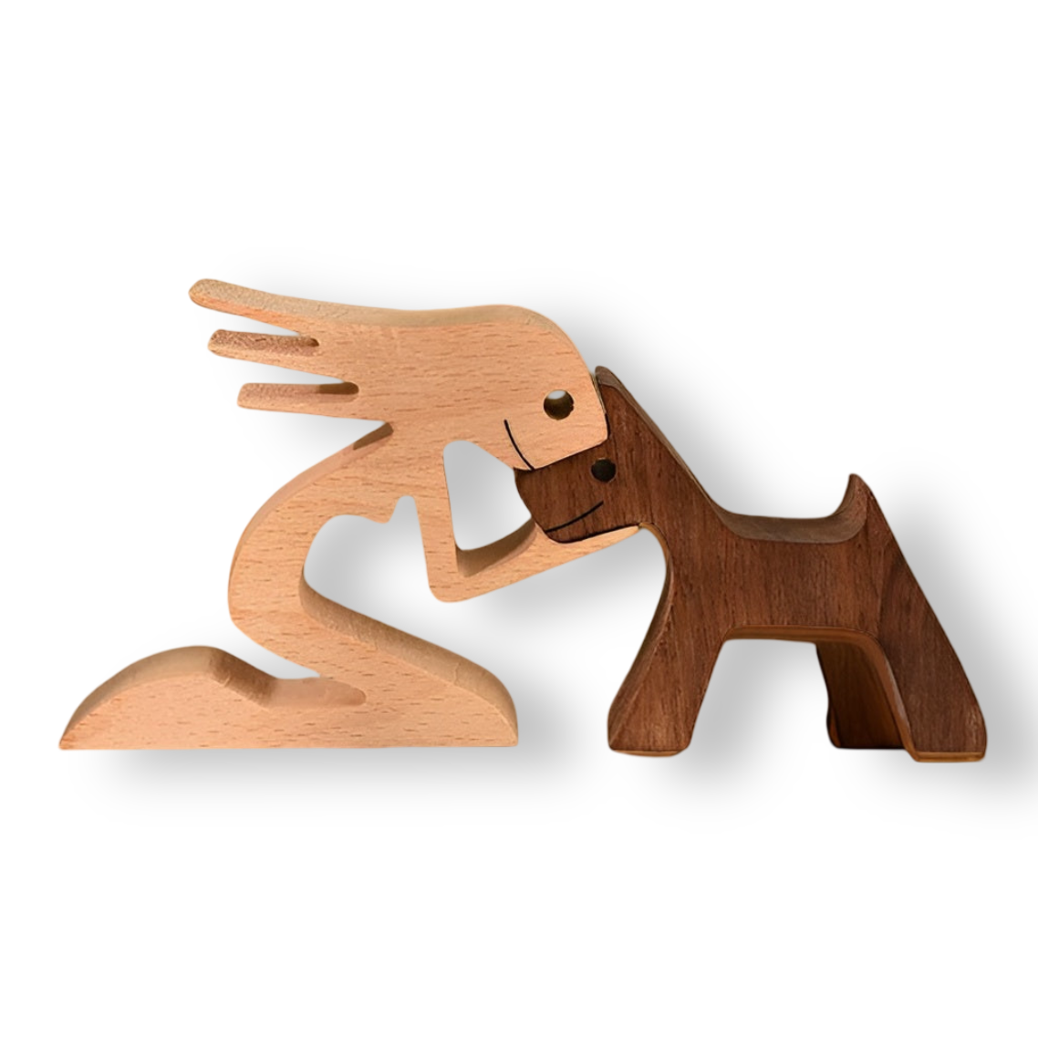 Poten van Liefde - Hond en Mens Handgemaakte Houtsculptuur - Symbool voor Eeuwige Verbinding