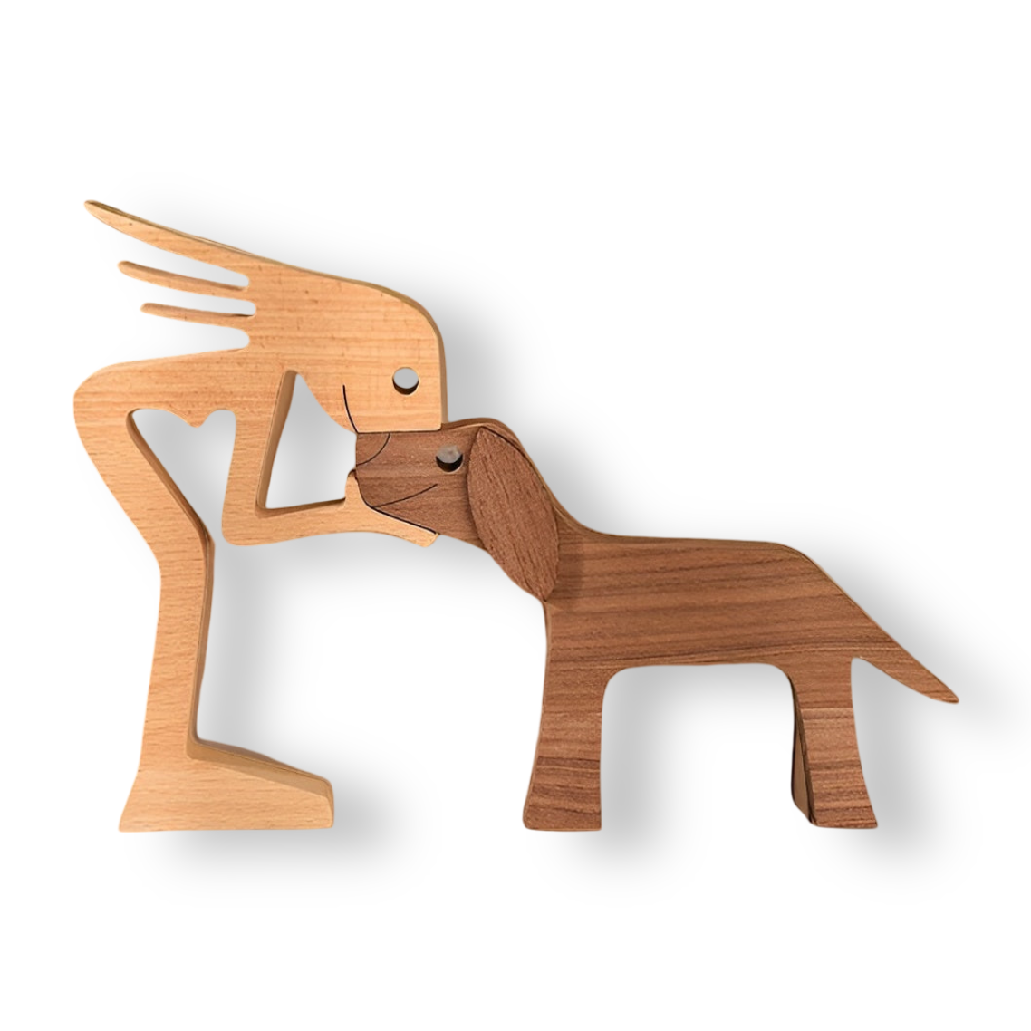 Poten van Liefde - Hond en Mens Handgemaakte Houtsculptuur - Symbool voor Eeuwige Verbinding