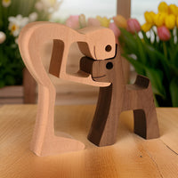 Poten van Liefde - Hond en Mens Handgemaakte Houtsculptuur - Symbool voor Eeuwige Verbinding