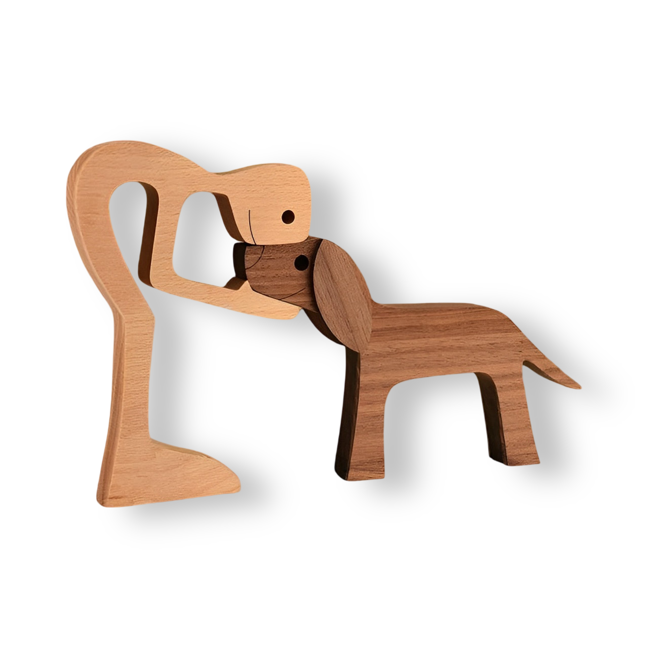 Poten van Liefde - Hond en Mens Handgemaakte Houtsculptuur - Symbool voor Eeuwige Verbinding