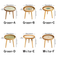 Scandi Salontafel - Handgemaakte Rieten Salontafel rond - Salontafel Hout