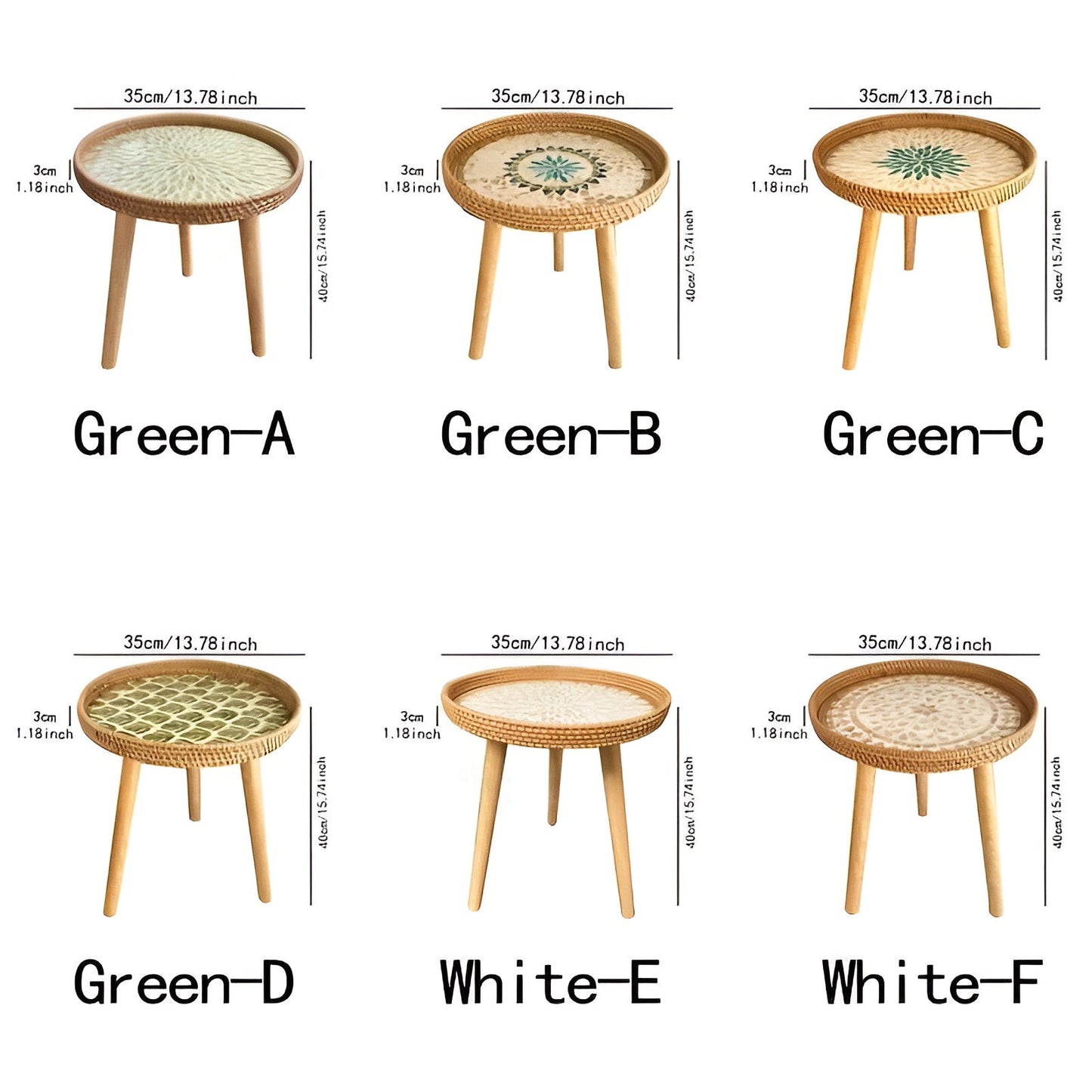 Scandi Salontafel - Handgemaakte Rieten Salontafel rond - Salontafel Hout