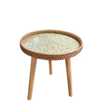 Scandi Salontafel - Handgemaakte Rieten Salontafel rond - Salontafel Hout