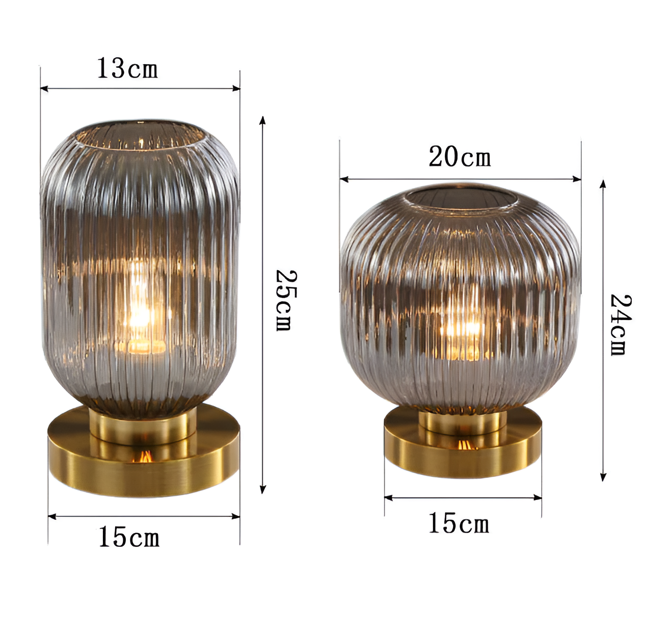 Oriantha - Noordse Tafellamp met Geribbeld Glas