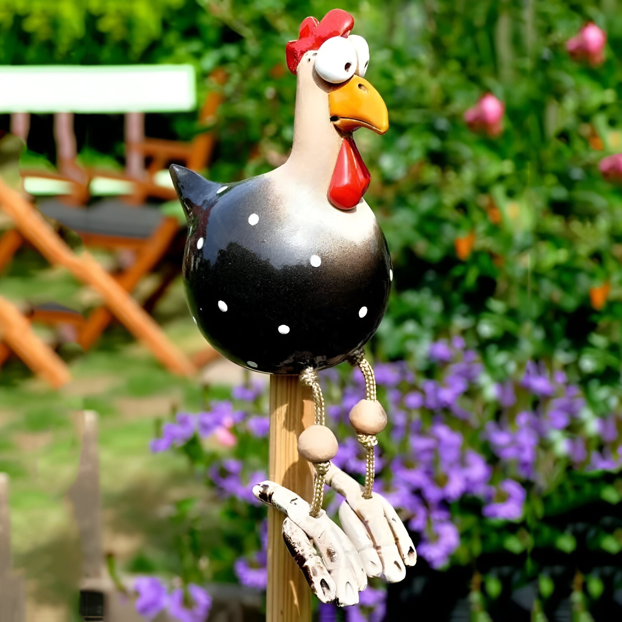 Grote-Ogen Haan Standbeeld - Weerbestendig Hars Handwerk - Tuinstandbeeld