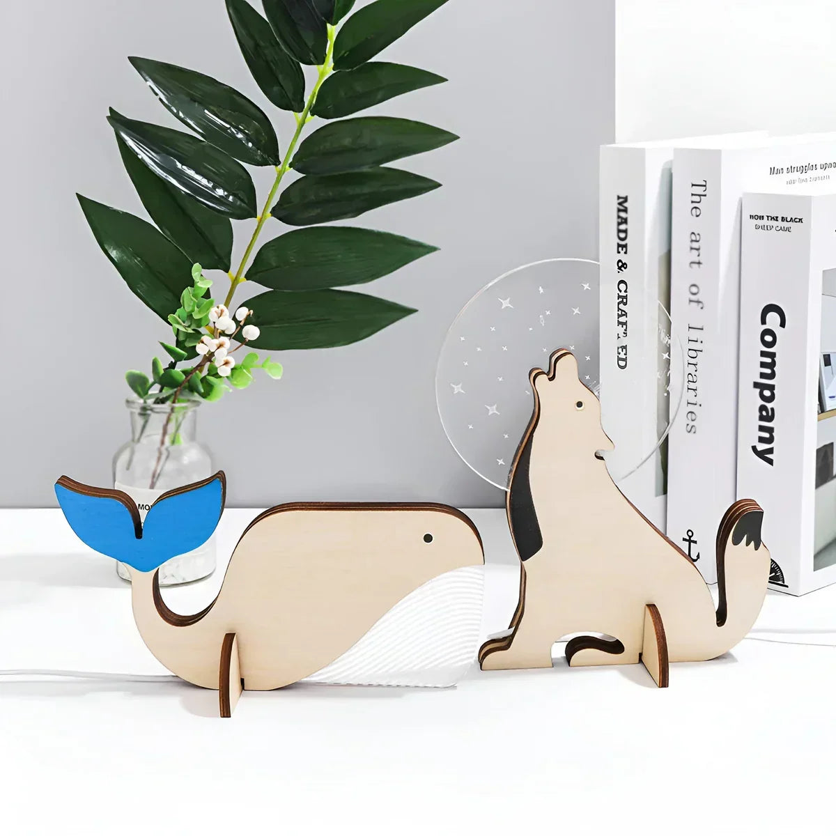 WildGlow Houten Dieren Tafellamp - Magisch Nachtlicht voor Kinderkamer