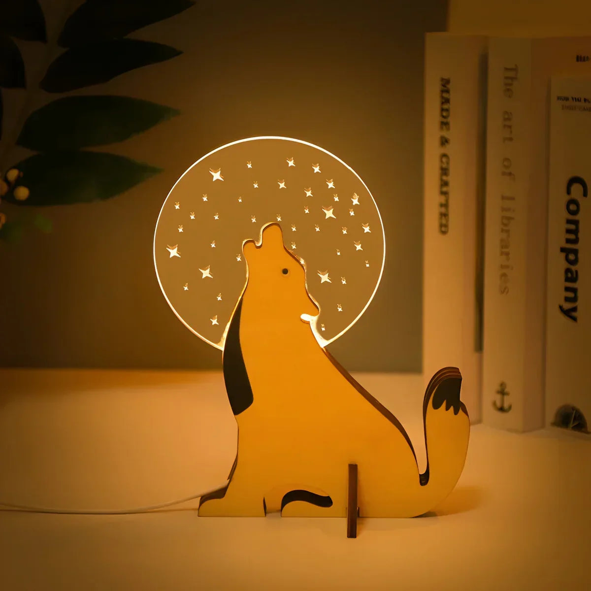 WildGlow Houten Dieren Tafellamp - Magisch Nachtlicht voor Kinderkamer