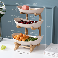 Multi-laags Fruitkom met Houten Stand en Schalen