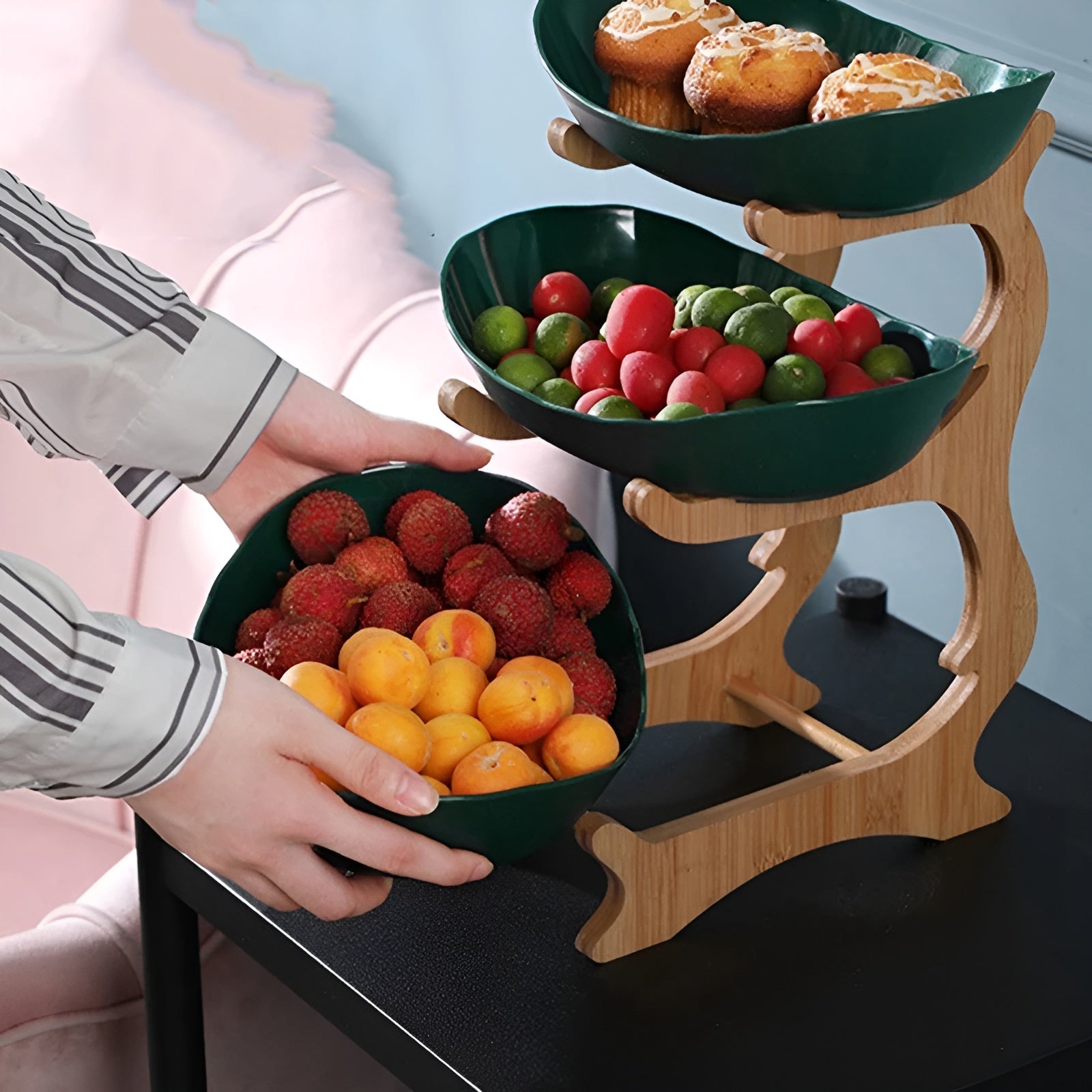 Meerlagige fruitmand van hout - Moderne fruitmand