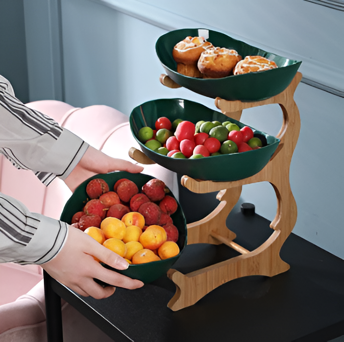 Meerlagige fruitmand van hout - Moderne fruitmand